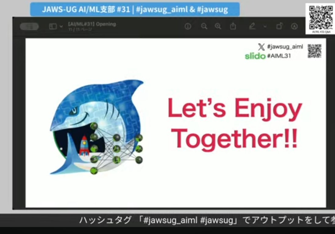 jus1730's tweet photo. 間に合った!
今日はこちら参加してます。
#jaws_ug #jawsug_aiml https://t.co/0mRILLbpKl