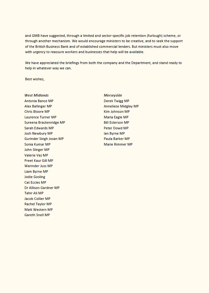 Antonia Bance MP (@antoniabance) on Twitter photo NEW: This morning more than 30 Labour MPs from the West Midlands and Merseyside have written to <a href="/peterkyle/">Peter Kyle</a> calling for government support for companies and workers in the Jaguar Land Rover supply chain during the shutdown
Read our letter 👇👇 NEW: This morning more than 30 Labour MPs from the West Midlands and Merseyside have written to <a href="/peterkyle/">Peter Kyle</a> calling for government support for companies and workers in the Jaguar Land Rover supply chain during the shutdown
Read our letter 👇👇