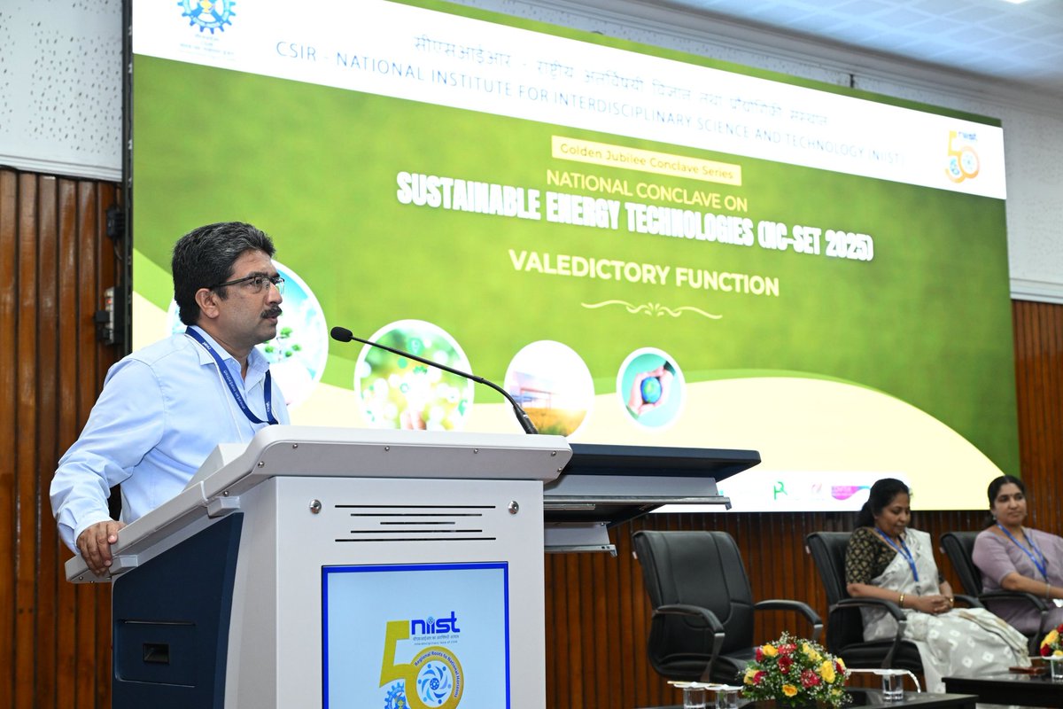 1/7 Glimpses from the valedictory function of  Golden Jubilee National Conclave on Sustainable Energy Technologies (NC-CET 2025) at CSIR-NIIST #niistgjmo #sustainableenergy <a href="/CSIR_IND/">CSIR, India</a> <a href="/DrJitendraSingh/">Dr Jitendra Singh</a>