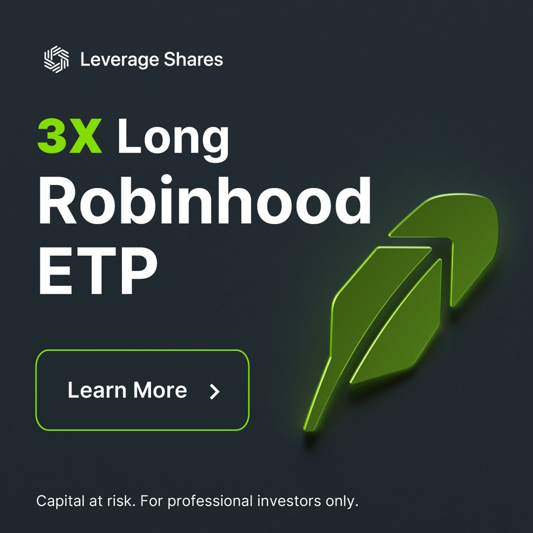 LeverageShares's tweet photo. Leverage Shares offers 3x Long exposure to Robinhood (HOOD) stock.

We are the only provider in Europe that offers physical replication of leveraged and inverse single stock ETPs.

Capital at risk. Professional investors only. 

Marketing Communication.