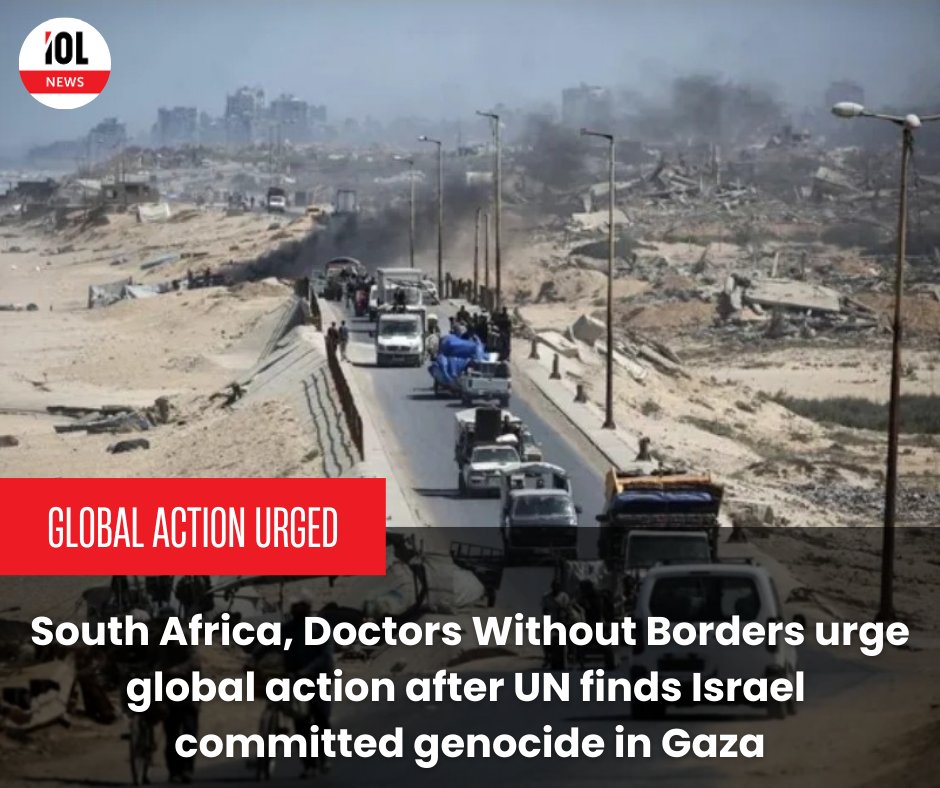 IOL's tweet image. The South African government and Doctors Without Borders (MSF) have both issued urgent calls for international intervention after a United Nations commission found Israel responsible for acts of genocide in Gaza.
#news #MSF #intervention #UnitedStates #Israel #Gaza #genocide
Read