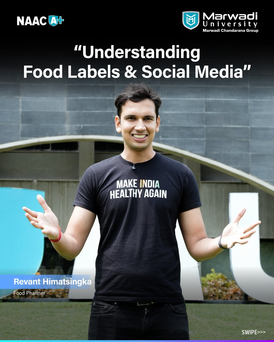 Reading the label can rewrite the story! From legal notices to nation-wide  label literacy-what a session with @foodpharmer2 at Marwadi University!  Awareness is indeed the first step to change. #RevantHimatsingka  #FoodPharmer #Marwadichandaranagroup #, image size:960x1200
