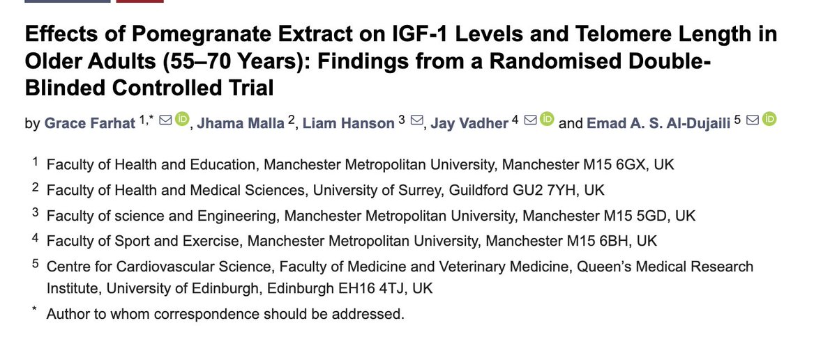 🚨Nuevo estudio sobre el envejecimiento y la granada 

¿Un extracto natural puede mejorar biomarcadores clave de longevidad? 🍇🔬

Un ensayo clínico doble ciego lo acaba de probar en adultos de 55–70 años 👇
