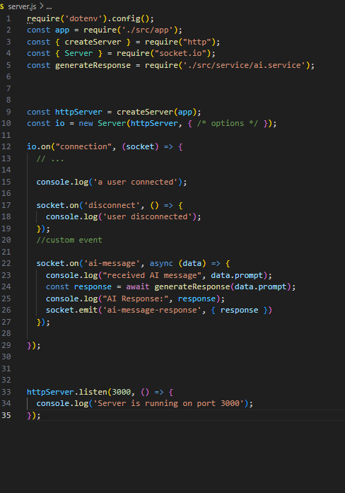 devidasarse25's tweet photo. ⚡ Day 6 — Real-time AI Messages with https://t.co/uzNxwetj5R
Learned io.on + socket.emit and tested sending an AI-generated message through sockets 🚀
#cohort1.o #WebDevelopment #backend https://t.co/n0BM65EGzl