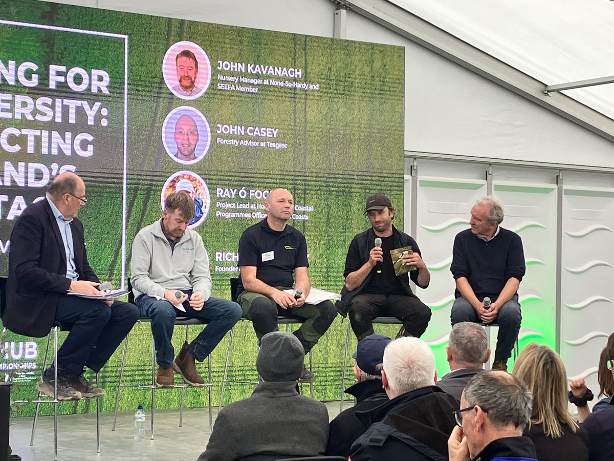 NatureNymph's tweet image. Ray from Hometree talking abt the work they’re doing to restore woodlands in ireland.#Ploughing2025 @rayofoghlu