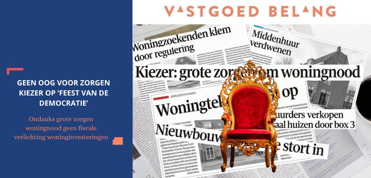 Ondanks grote zorgen van kiezers over de woningnood komt er geen ruimte voor fiscale verlichting voor investeringen in woningen. Sterker nog, om de rijksbegroting rond te krijgen:

👉 gaat per 2026 het forfait in box 3 doodleuk omhoog;

👉 wordt het heffingsvrije vermogen in box