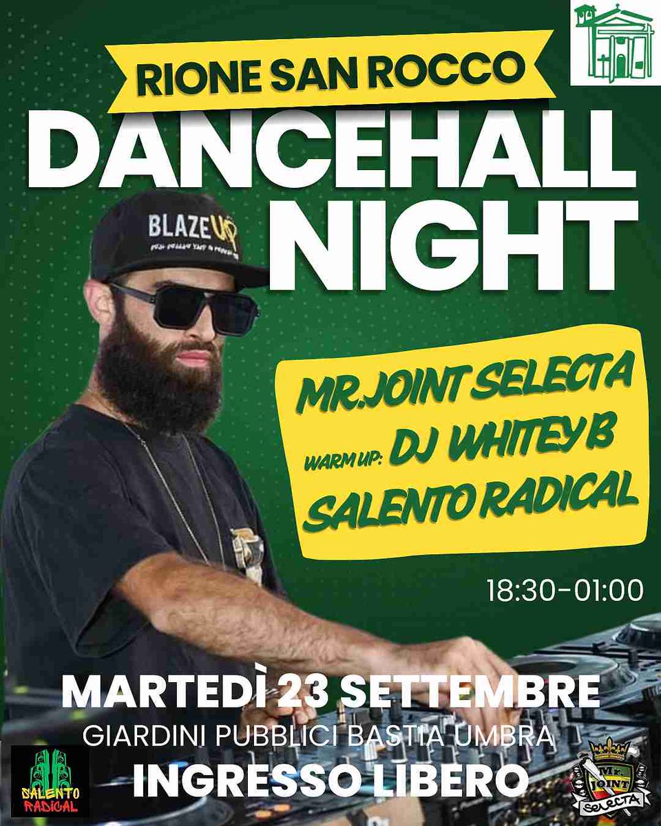 MR JOINT SELECTA - WHITEY B - SALENTO RADICAL  - #Dancehall
Martedì 23 Settembre 💥
🇯🇲 DANCEHALL NIGH...
tinyurl.com/ylk9ltf5