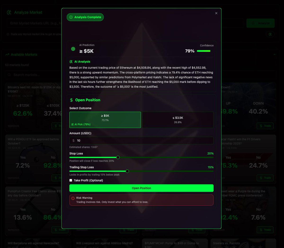 GM!

Preview of <a href="/quantrix_agent/">Quantrix</a>  latest feature drop: Manual order placement with automated exit strategies built right in.

Plus: Cross platform analysis for more accurate predictions.
Smarter, faster, sharper.