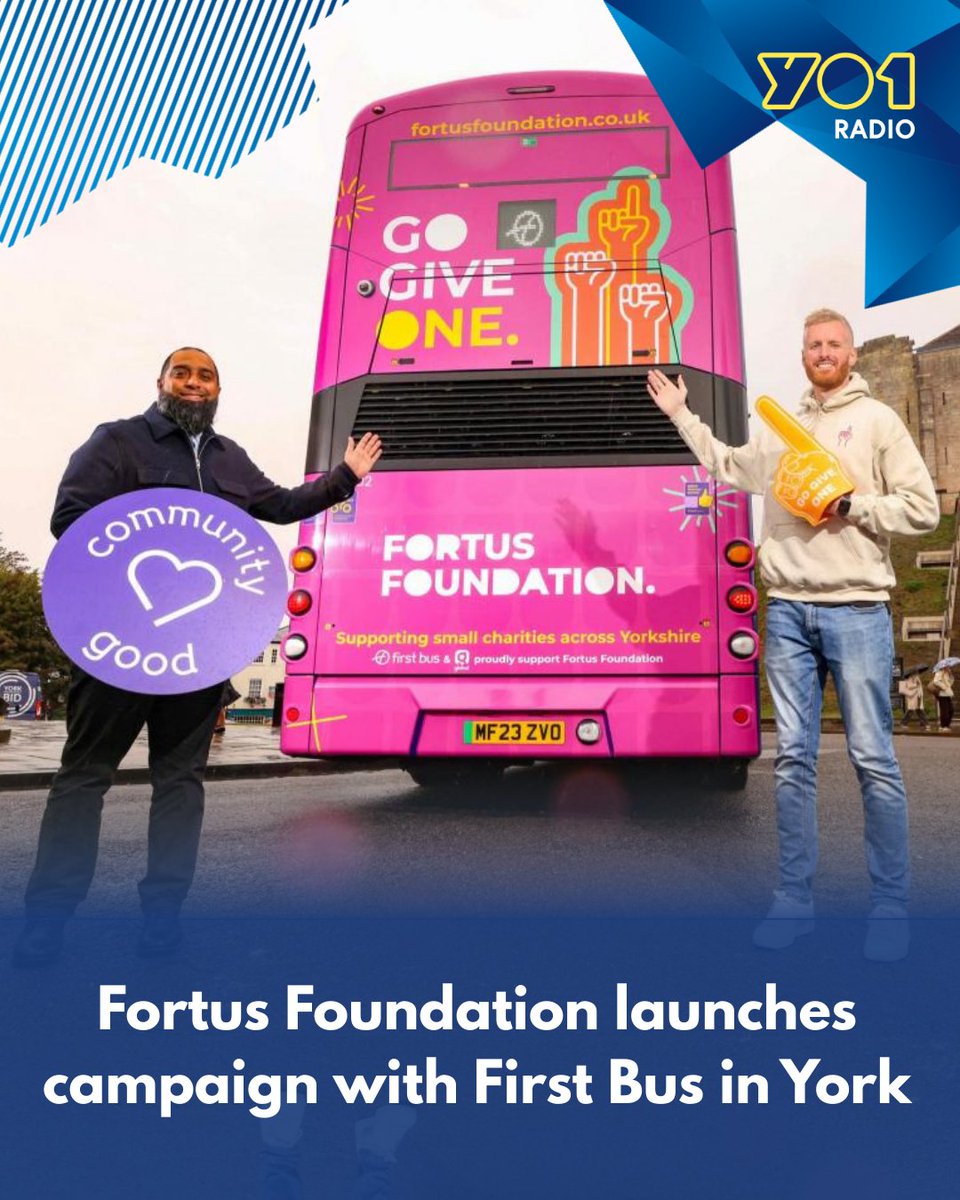 thisisyo1's tweet image. The Fortus Foundation and First Bus are spreading their mission of supporting education and employment🚌

Look out for their ‘Go Give One’ message encouraging businesses to donate 1% of profits to make a real difference
#York #FortusFoundation #FirstBus @FirstYork @YorkPress