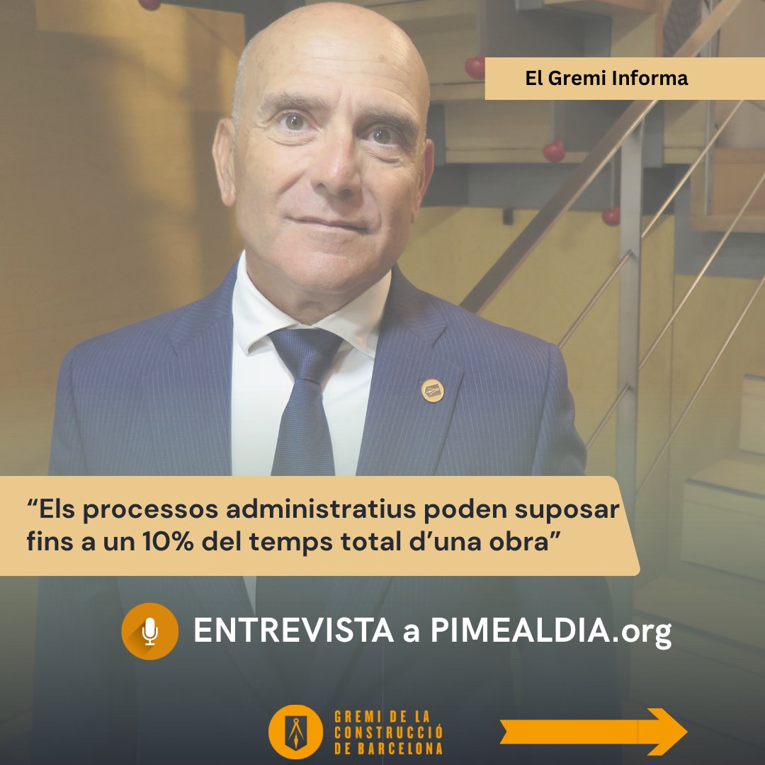 Josep Martínez Zaplana, president del Gremi de Constructors d'Obres de Barcelona i Comarques, reflexiona sobre la gestió de la burocràcia, els reptes del sector i l’actuació davant la morositat de l’administració pública en una entrevista a <a href="/Pimec/">Pimec</a> .

▶️ pimealdia.org/els-processos-…