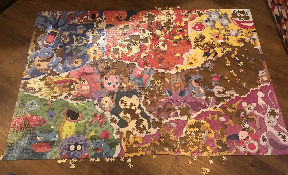Stigmurder's tweet image. In other news, the monstrous Pokémon jigsaw has, by some miracle, emerged unscathed through some fairly major house renovations. Will try to get finished this week! 🧩