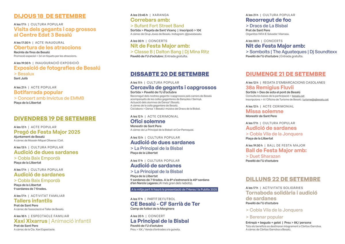 Què fer a la Garrotxa?      

Festa Major de Besalú 
•   
📆Del 18 al 22 de setembre del 2025  
📍Besalú
•
<a href="/besalu_turisme/">Besalú Turisme</a> 
•   
#besalu #festamajor #cultura #lagarrotxa