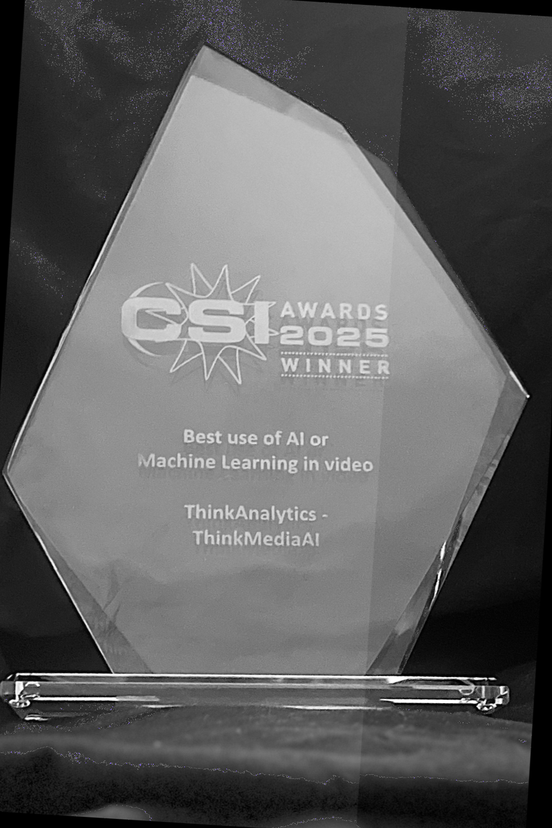 thinkanalytics's tweet image. 🏆 Big win at #IBC2025!
ThinkMetadataAI by ThinkAnalytics takes home the CSI Award for Best Use of AI in Video.
⚡ Fully automated, media-focused metadata
📊 +180% discoverability
📈 +119% plays
🔗 thinkanalytics.com
#CSIawards #AIinMedia #ThinkAnalytics #Metadata