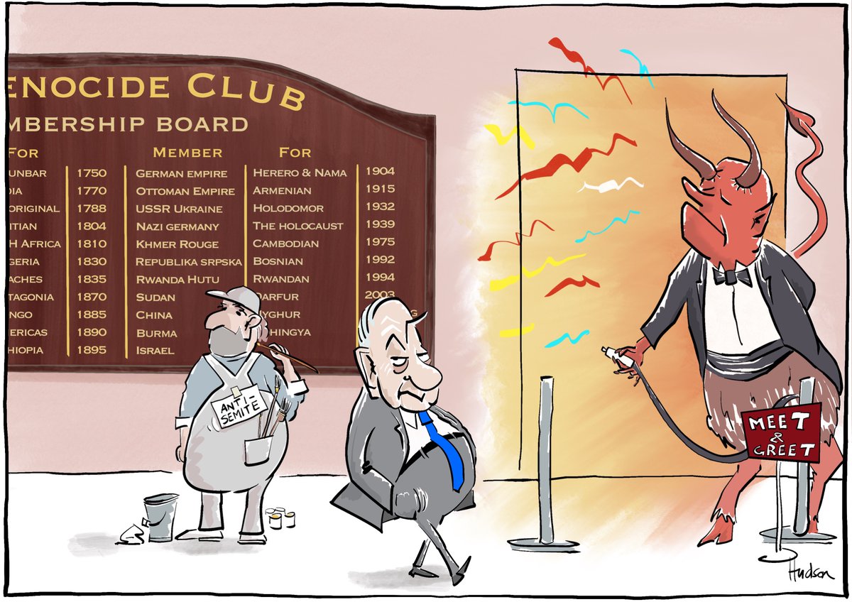 So, now we can say it out loud, right? #auspol #USPolitics #Israel #genocide ko-fi.com/hudsoncartoons sadly, the toon is not big enough to provide a complete list.