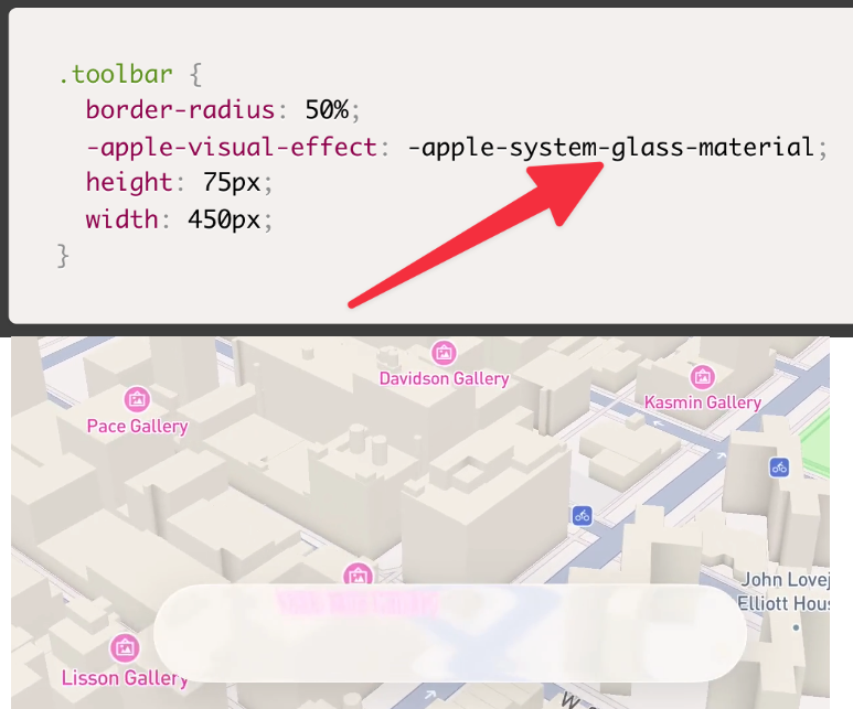 sebastienlorber's tweet photo. Apple has a secret way to render Liquid Glass in mobile WebViews🤯

- Using simple CSS 👍
- Only for Apple apps, not us 😓

Would be fun to have this in React Native 😃 https://t.co/YTTJ0NDeaN