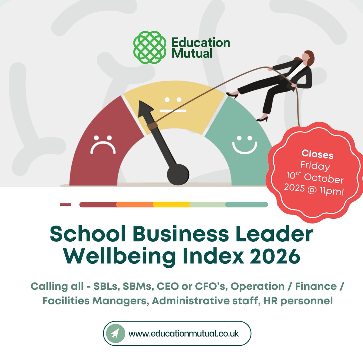 NAHTnews's tweet image. 📢 Calling all school business leaders - the @EducationMutual annual survey of SBL well-being is now live!

Take part before it closes on 10 Oct to be entered into a prize draw for a £100 Amazon voucher.

🔗 bit.ly/4nlJcBI

Your responses to the survey will form the…