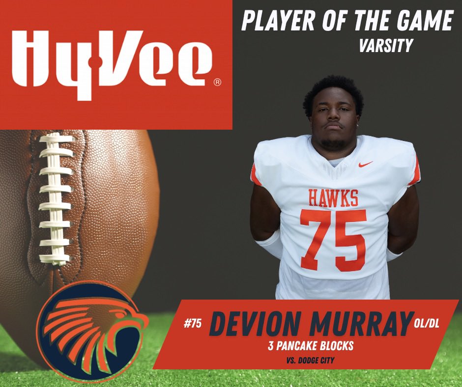 Offensive Player of the Game 🍽️
Presented by Hy-Vee

Big congrats to Devion Murray for dominating in the trenches vs. Dodge City! 
🔥 3 Pancake Blocks

Way to lead the charge up front, Devion! 🦅🏈 <a href="/devionm75/">Devion Murray</a> 

#HawkPride #OlatheEastFootball