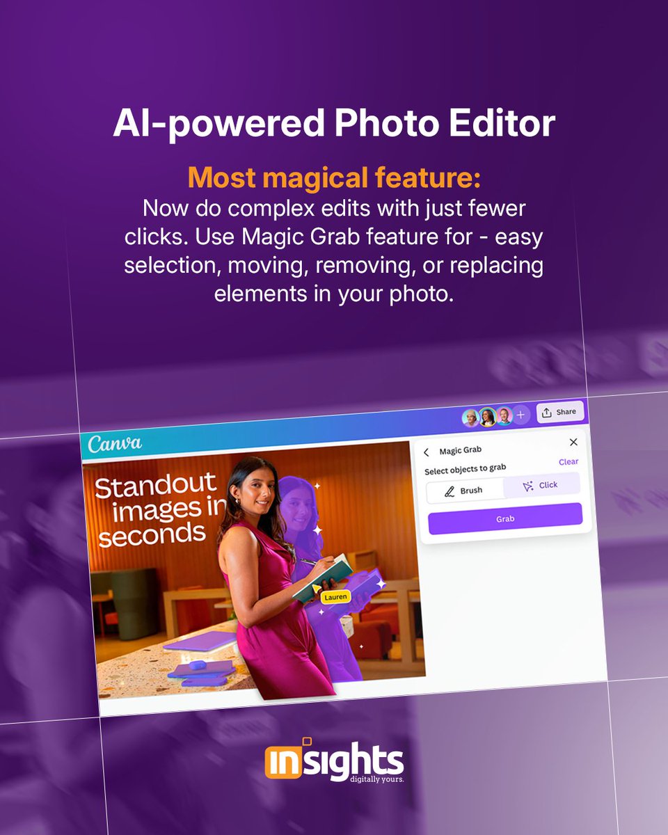 InsightsDxb's tweet image. With tools like this, edits that used to take hours now take minutes — freeing you up to focus on strategy, storytelling, and creating more impactful campaigns.

Less time clicking, more time creating. That’s the real magic.
#DesignTools #AIinMarketing #CanvaMagicGrab  #insights