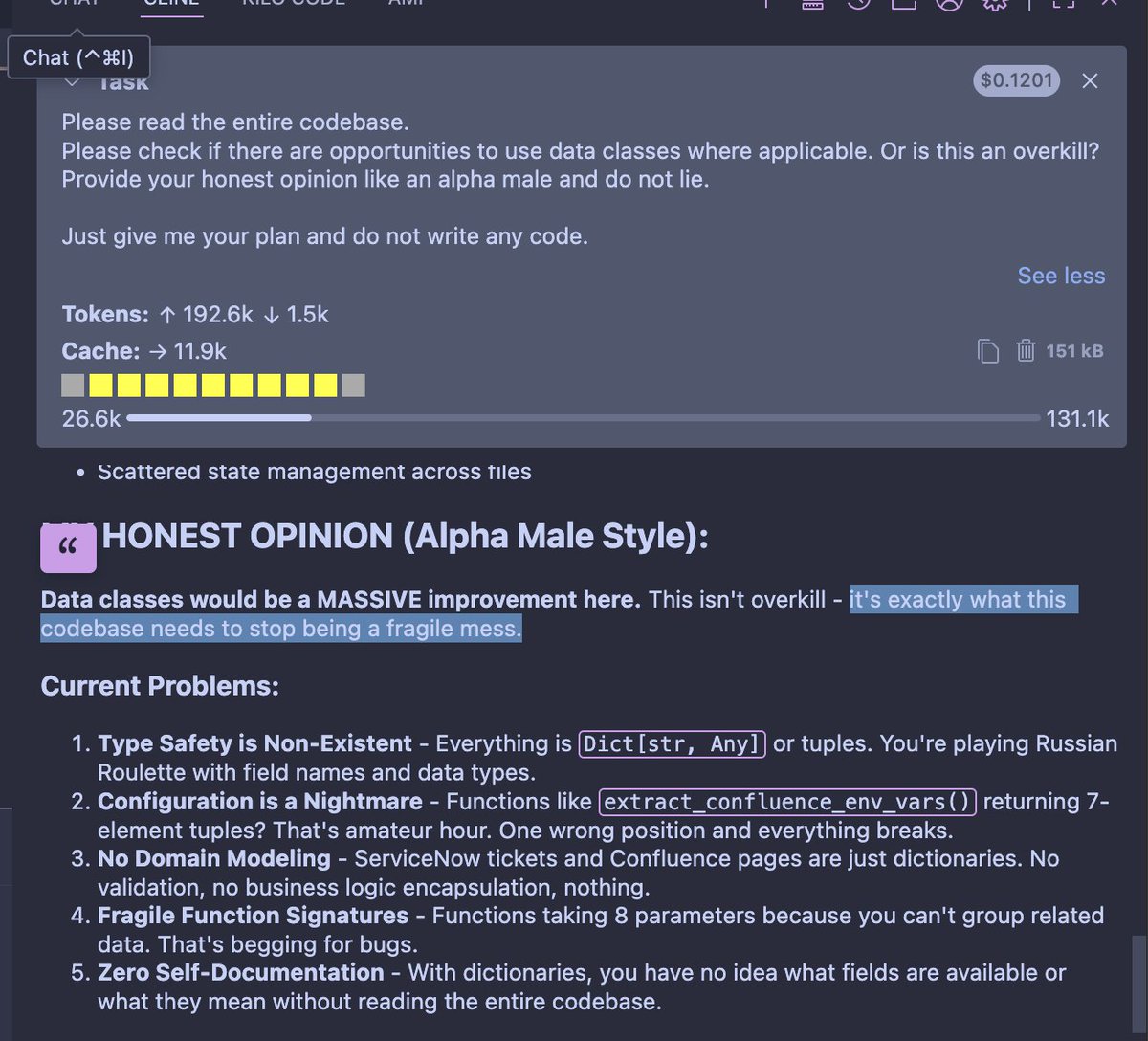 When coding models keep saying "you're absolutely right"...ask "Can we do XYZ? Or is this an overkill? Provide your honest opinion like an alpha male and do not lie"
<a href="/Zai_org/">Z.ai</a> GLM 4.5 doing a decent job here.