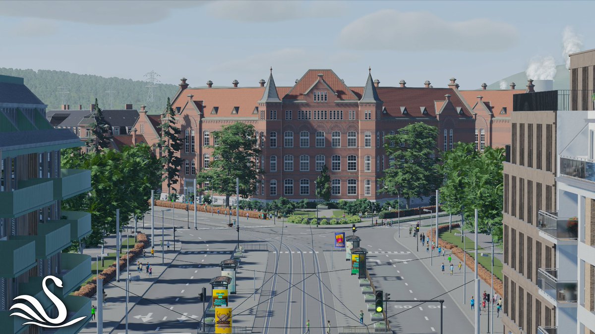 A wide urban square on the transition to suburbia in #Schwanach
Screenshots from a new #citiesskylines2 video at last ✨