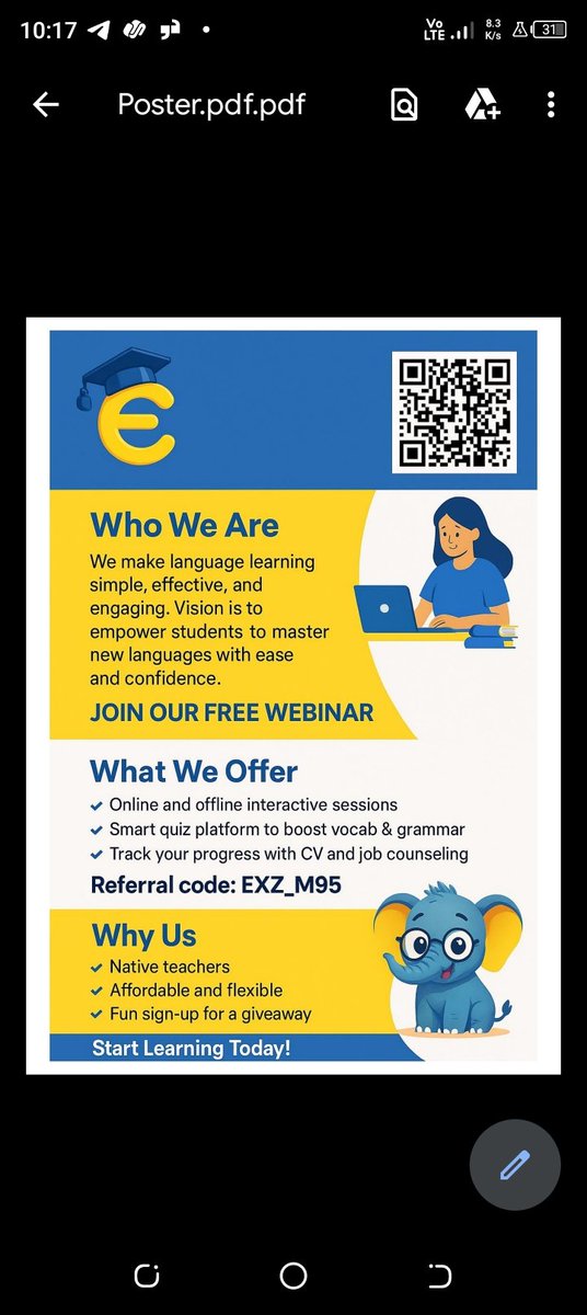 DevianaSharonS's tweet photo. Exzellent German language and learn any language,unlimited,completely online, only $49.99 with my QR code below and must use Referral code to get this price.EXZ_M95.learn unlimited languages for a whole year or $7.99 a month. https://t.co/4ahWR339eP