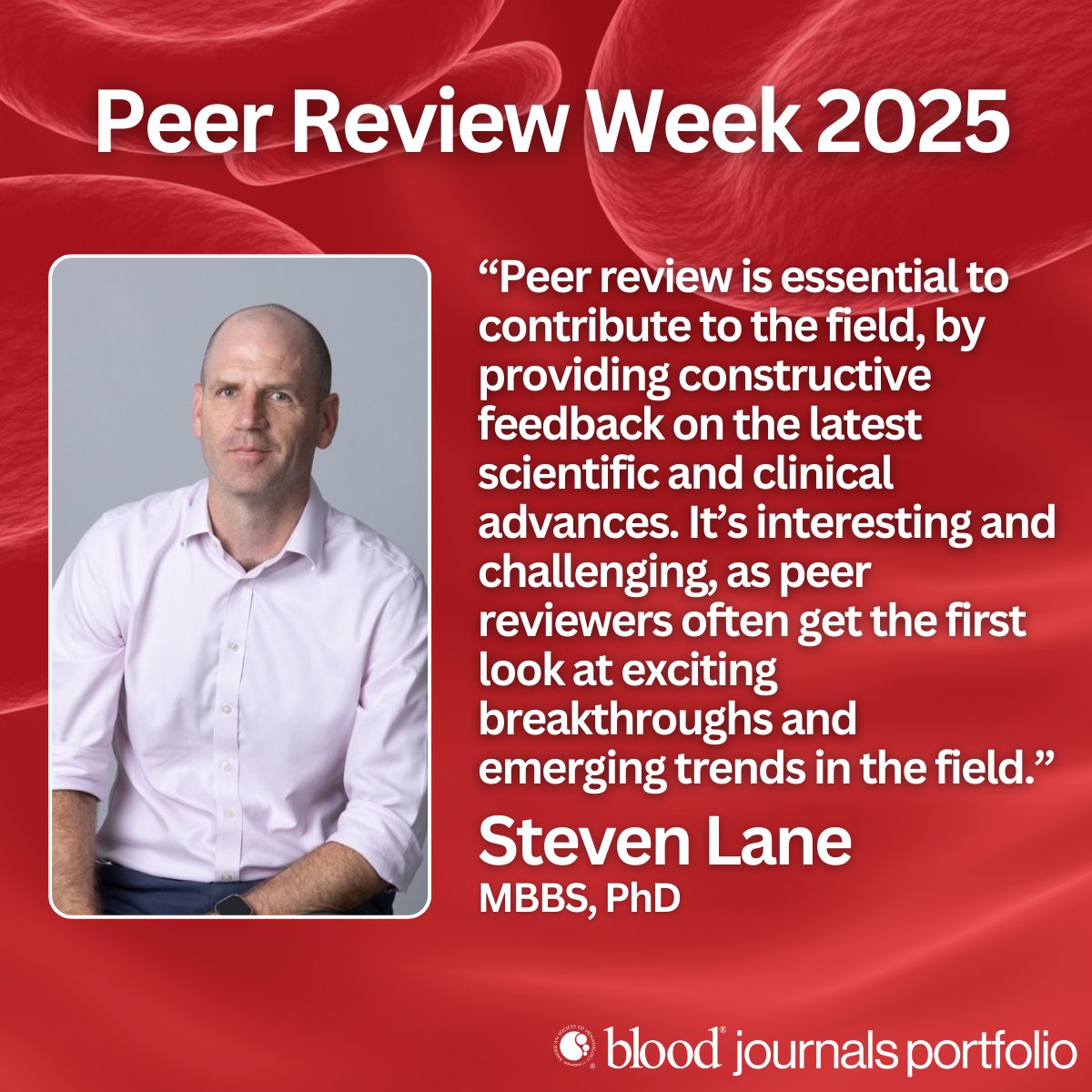 BloodPortfolio's tweet image. Meet Dr. Steven Lane, a clinical hematologist in Brisbane, Australia, and head of a busy research group at the Queensland Institute of Medical Research. Learn more about him and why he serves as a peer reviewer: ow.ly/tyjR50WYaQ4 #PeerReviewWeek #PeerReview #Hematology