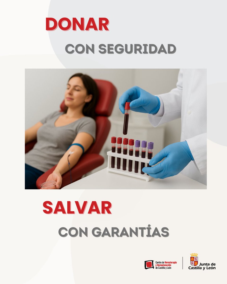 Hoy es el #DíaMundialSeguridadPaciente y nosotros trabajamos cada día para que: cada donación sea segura y cada transfusión llegue con garantías

Protocolos:
Selección rigurosa de donantes
Análisis de donaciones
Procesado y conservación con estándares europeos
Trazabilidad total