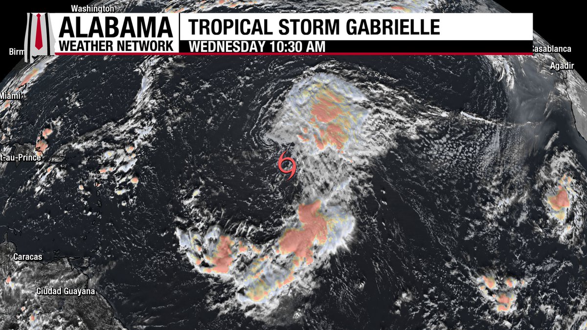 Tropical Storm Gabrielle has formed over the Central Atlantic with estimated max sustained winds of 45mph.  It is forecast to move west-northwest over the next few days while slowly gaining strength.  There is no threat to the Gulf or the Alabama Gulf Coast.