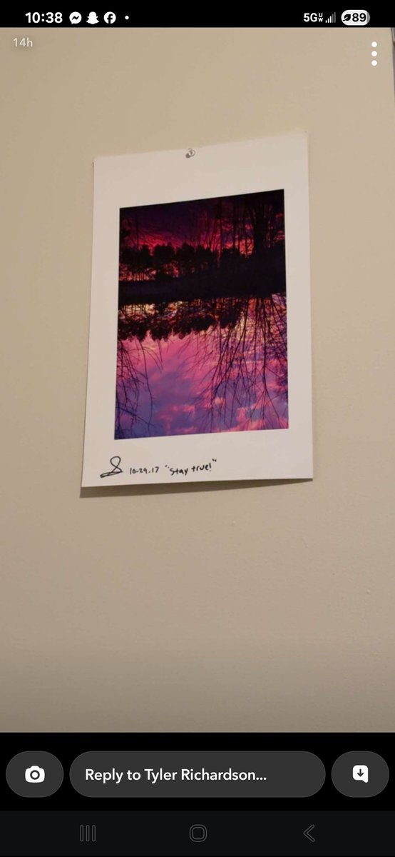 I had forgot I gave one one of my photos to my homie Tyler. And he just moved into his new place and sent me snap of this. Times like these lets me know to keep doing what im doing with my photography..   times are tough, but I'll continue to make art. -FUCK THE SELF-DOUBT‐