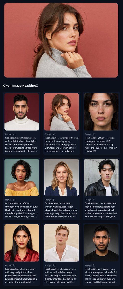1. This LoRA is called Qwen-Image-HeadshotX (source link below). It provides precise portrait rendering with a strong focus on realism.👇🏻
huggingface.co/prithivMLmods/…