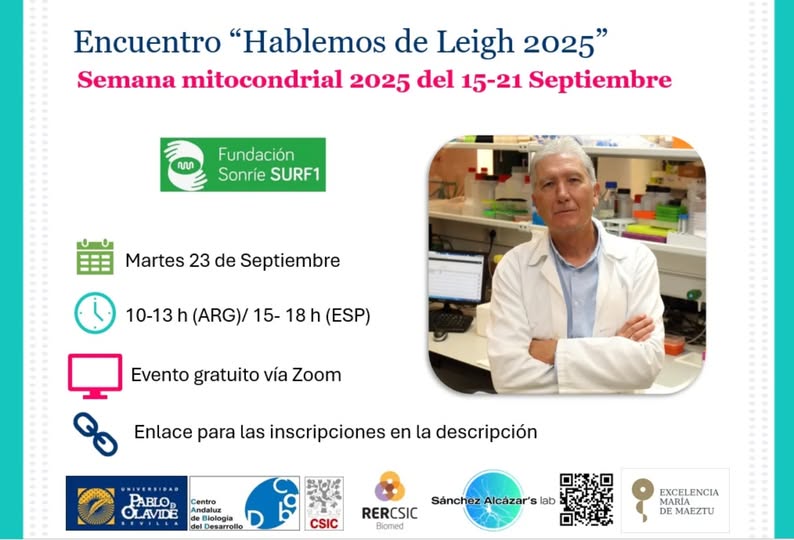 📷 Martes 23 de septiembre
📷 10–13 h (ARG) / 15–18 h (ESP)
📷 Evento gratuito vía Zoom
Será un espacio para aprender, compartir y dialogar sobre la enfermedad de Leigh con familias, pacientes, y profesionales
📷us06web.zoom.us/.../reg.../-kR…...
No te lo pierdas, ¡te esperamos! 📷📷