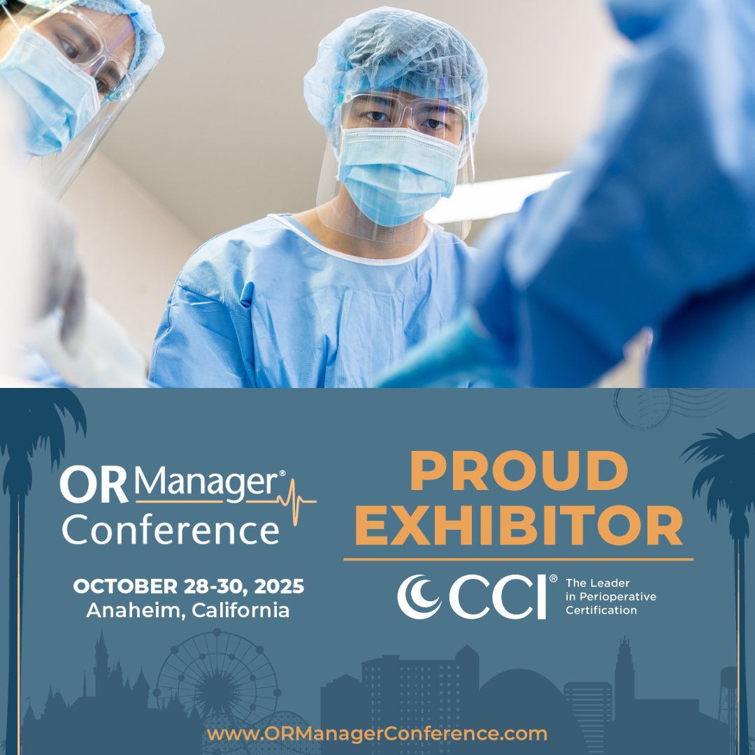 cci_nurses's tweet image. We will be at the @OR_Manager Conference, October 28-30, 2025, in Anaheim, CA, at BOOTH #1113! #CCI #ORmanager #leadership #nurseleaders #professionaldevelopment

Register today by visiting our events page: bit.ly/4mkCef8