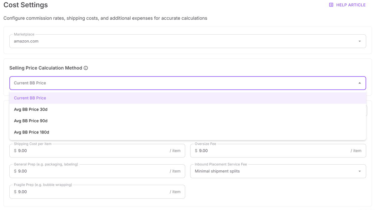 Small update to Price List Analyzer at <a href="/SellerAssistApp/">Seller Assistant</a> 

We’ve added cost settings per price list.

This lets you override your default cost settings for the list you’re analyzing.

You can also change or update these cost settings anytime as I mentioned in my previous post