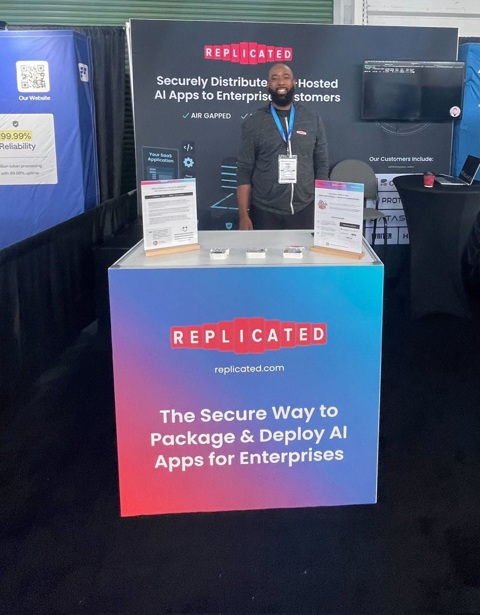 replicatedhq's tweet image. The team is on site in SF at #theAIConference - stop by the booth to say hi and pick up some swag!
