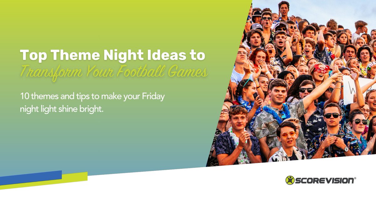 GetScoreVision's tweet image. Friday Night Lights + Theme Nights = Unforgettable. 🌙🏈
From White Outs to Neon Glow, here are 10 fan-favorite ideas to make your football games stand out.
Read more: hubs.ly/Q03JBfpw0
#FridayNightLights #FanExperience #HighSchoolSports