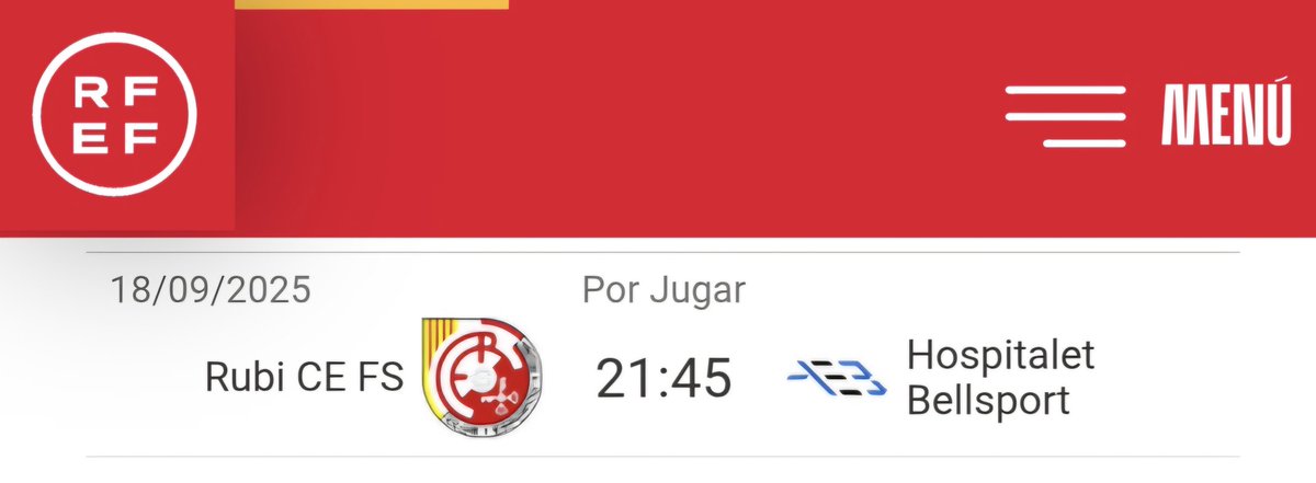 Llegó el dia tan esperado, por 1a vez en la Historia de <a href="/Rubifutbolsala/">Esportiu Rubí FS</a> jugamos la 1a Ronda de Copa del Rey.
Jueves 18/9 a las 21:45ho en el Pav. de la Llana contra <a href="/aebellsport/">Associació Esportiva Bellsport</a> donde tengo grandes recuerdos consiguiendo el 1er Ascenso a 2a Div. Nacional de la Historia.