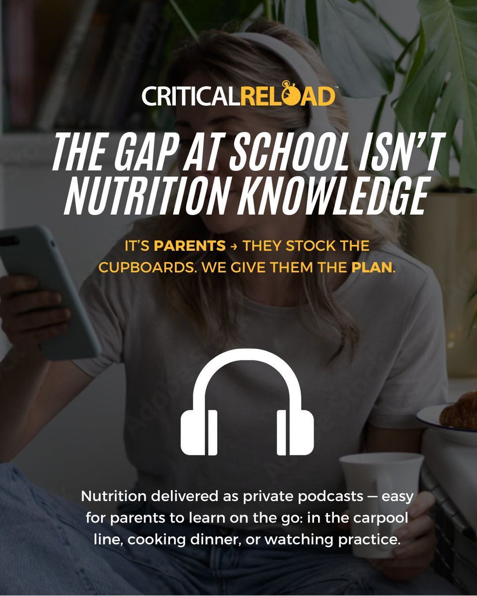 critical_reload's tweet image. A coach recently told me:
“We already cover nutrition in class, and I’ve got the CSCS background — our AD doesn’t want to budget for more.”

Here’s the gap 👉 Parents.
They’re the ones buying groceries, stocking cupboards, and fueling athletes outside the weight room. If they…