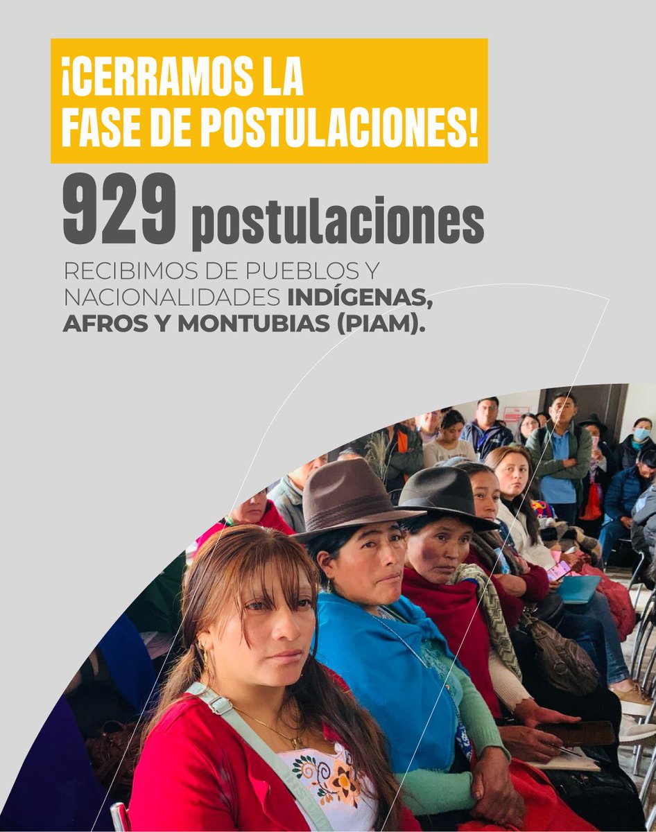 IEPS_Ec's tweet image. 📢 ¡929 postulaciones recibidas!

El 31 de agosto, el Proyecto #PROFECPIAM cerró su fase de postulaciones en todo el país. Ahora inicia el proceso de determinación de elegibilidad para impulsar las economías comunitarias de organizaciones indígenas, afro y montubias.💪

#SomosEPS