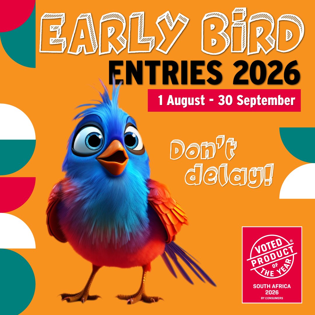 ⏳ Halfway through the month!
Early bird entries for #ProductOfTheYearSA 2026 are open — but not for long. 

If you market or manufacture a consumer product in SA, this is YOUR moment. Enter now: [lnkd.in/ep2iPr3F]

#AwardWinning #Innovation