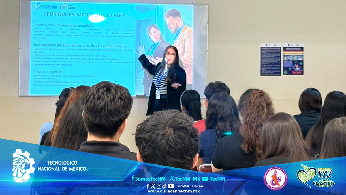 TecNMCuliacan's tweet image. Estudiantes de la carrera de Ingeniería Industrial, de la materia Gestión de los Sistemas de Calidad, recibieron una interesante plática impartida por Accionarse A.C., enfocada en el distintivo de Empresa Socialmente Responsable.
#OrgulloITC #ExtensiónNavolato