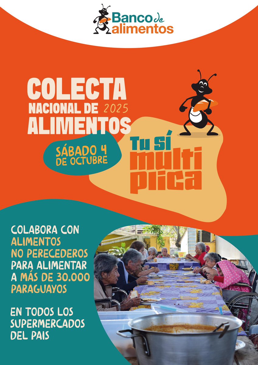 Sumate a la lucha contra  el #hambre  en Paraguay 🇵🇾 #Colecta2025 
<a href="/BdA_Py/">Banco de Alimentos</a> 
<a href="/foodbanking/">The Global FoodBanking Network</a>