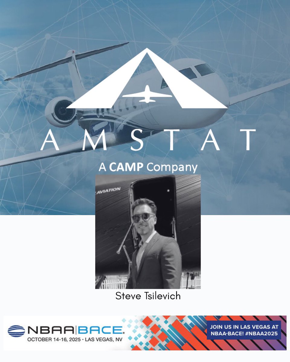 Don’t miss a chance to connect with Steve Tsilevich, AMSTAT Sales Manager, at NBAA-BACE 2025 in Las Vegas!
 
Stop by and discover the latest in business aviation intelligence at booth 2575!

#NBAA2025 #amstat #aircraft #aviation #businessaviation #bizav #privateaviation