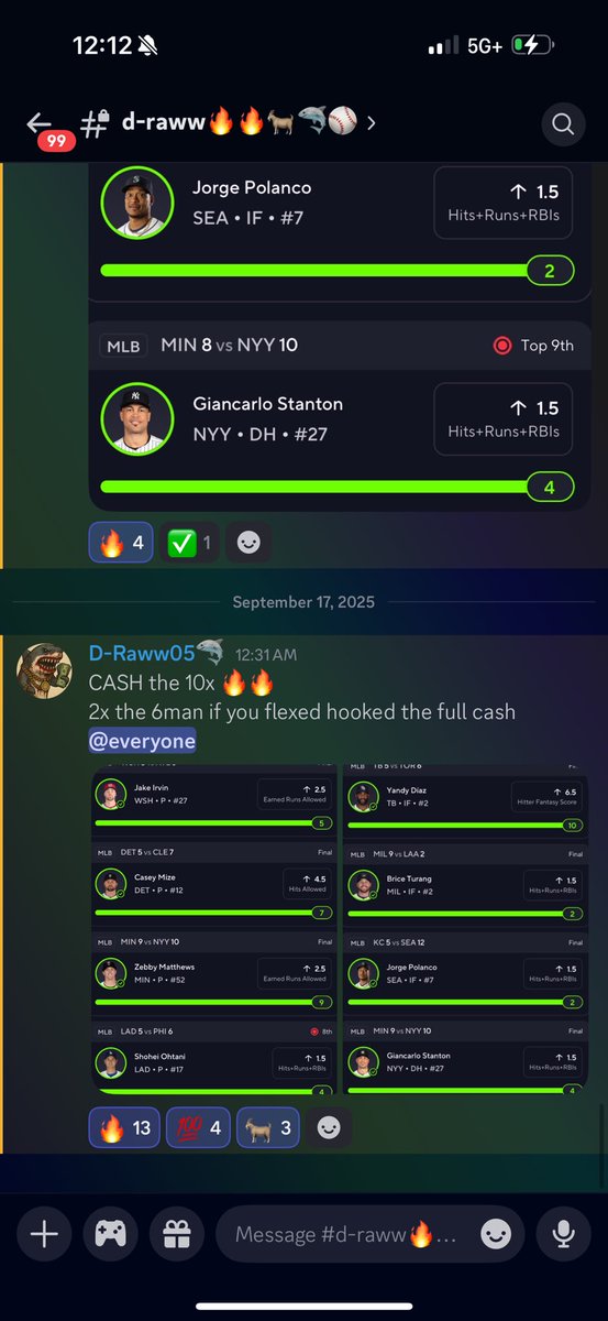 My MLB 🐐 FEEDS 🗣️🗣️🗣️✍🏾

Draw cashed us 15x last night 💰🏆

Join the cord asap ⬇️⬇️⬇️

#GamblingX #PrizePicks