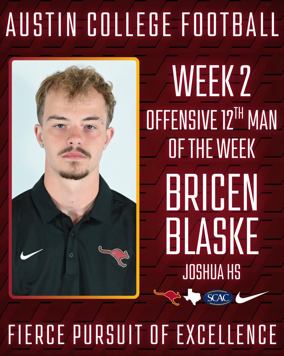 Congratulations to Bricen Blaske for being named the Offensive 12th Man of the Week!

#FPE #RSP #RooNation