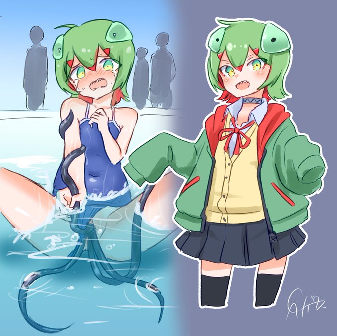 プールの授業中にハリガネムシが飛び出してきちゃったカマキリちゃん 