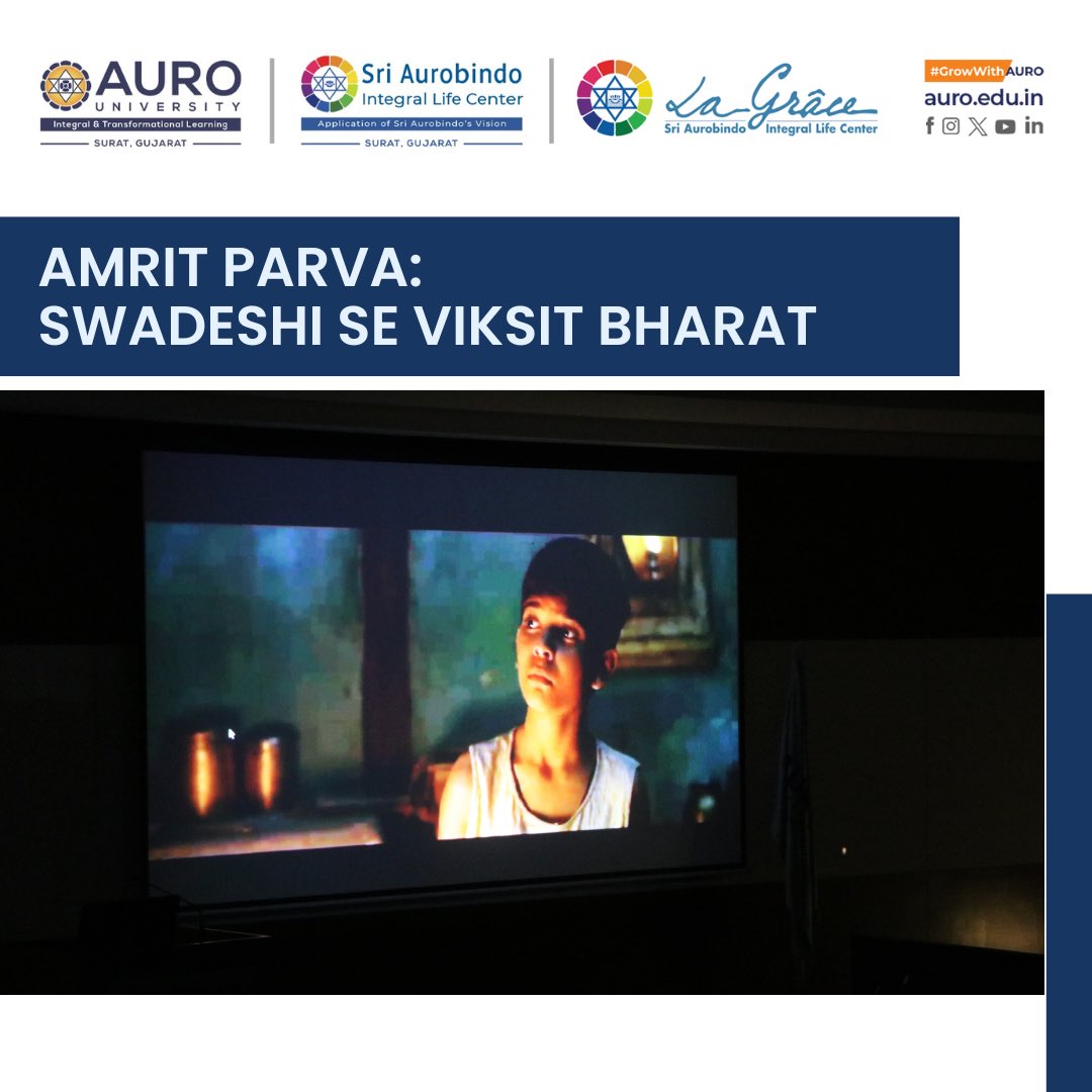 🌟 Amrit Parva: Swadeshi se Viksit Bharat 🌟

AURO University celebrated Hon’ble PM Shri Narendra Modi Ji’s 75th birthday with a talk by Shri Kaivalya Smart Ji &amp; a short film on his life—honoring India’s self-reliant journey. 🇮🇳✨

#ViksitBharat #growwithauro #swadeshi #auro