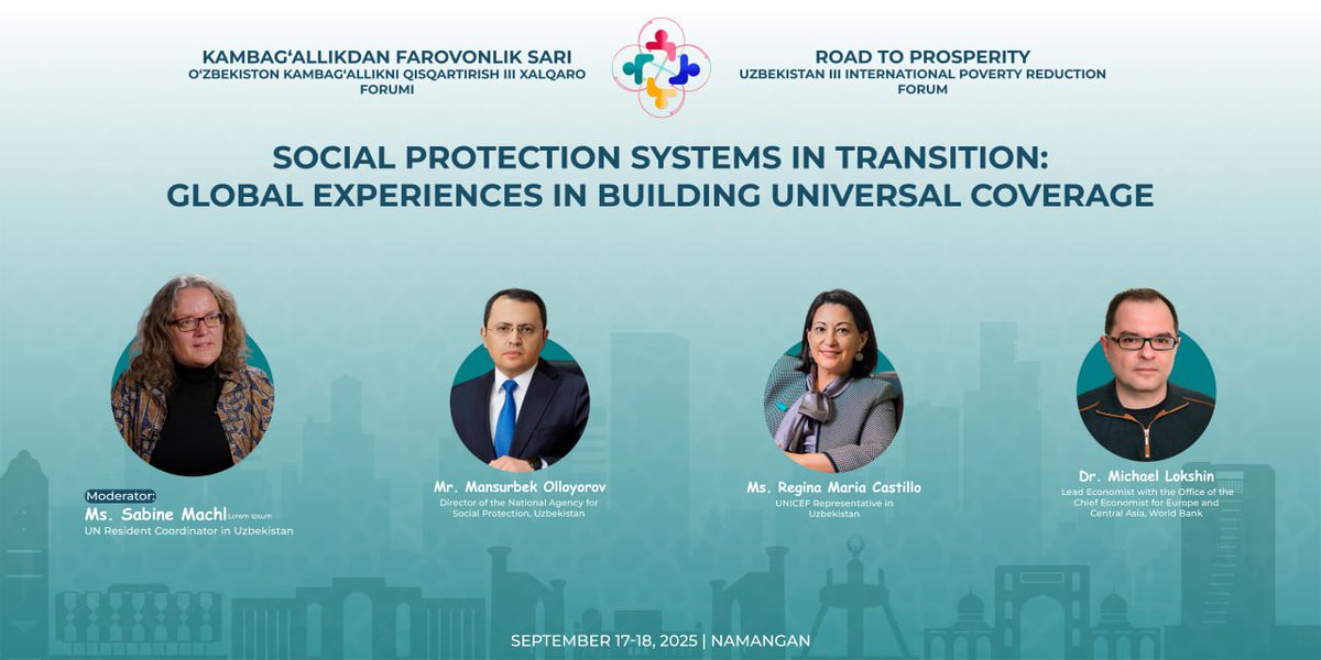 minecofinuz's tweet image. 👥 Forum doirasida "O‘tish davridagi ijtimoiy himoya tizimlari – Umumiy qamrovni shakllantirish bo‘yicha global tajribalar" mavzusida panel sessiya bo'lib o'tdi

🌐 forumpr.imv.uz

#road_to_prosperity  #poverty_reduction

t.me/minecofinuz/12…