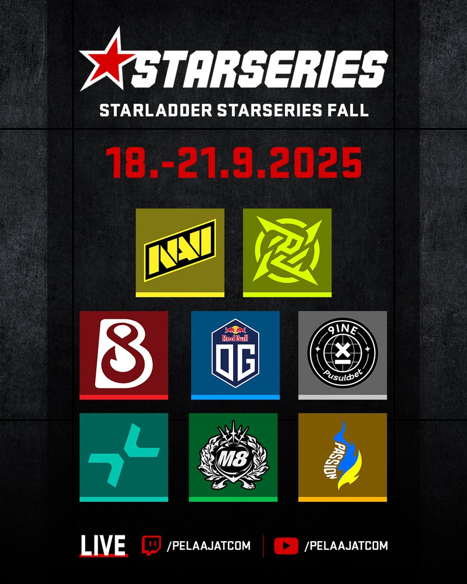😎StarLadder Starseris Fall -turnaus alkaa – Näet karkelot Pelaajatcomin kanavilta

🇫🇮NAVI ja Aleksib ennakkosuosikkina
💵500 000 dollarin palkintopotti
📺Twitch.tv/pelaajatcom &amp; Pelcom-tube

Ennakko: pelaajat.com/uutiset/starla…

#esportsfi #counterstrike