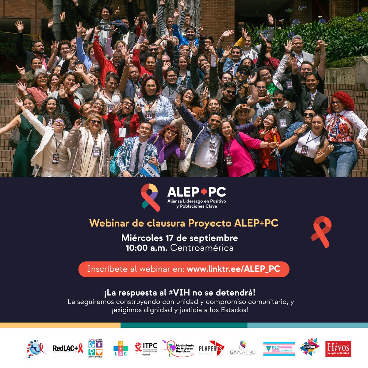 𝗔𝗟𝗘𝗣+𝗣𝗖 | Webinar de clausura en Facebook

¡La respuesta al #VIH no se detendrá! La seguiremos construyendo con unidad y compromiso comunitario, y ¡exigimos dignidad y justicia a los Estados!
#ALEPyPC #DerechosHumanos

facebook.com/share/p/16dkZ2…