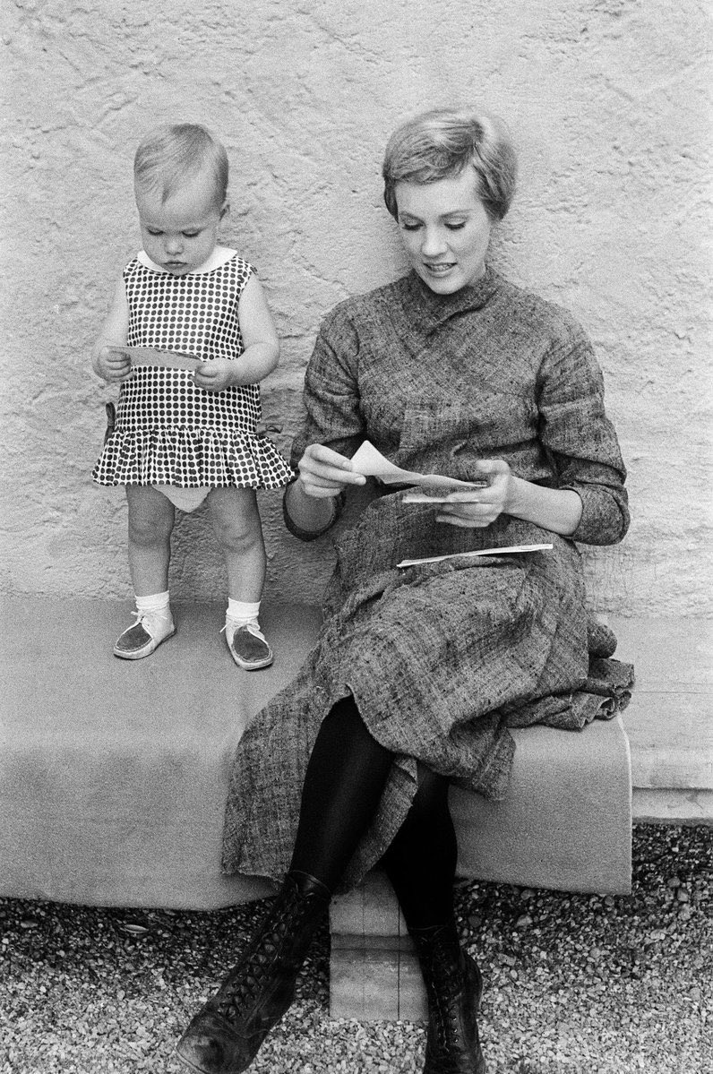 julie andrews and her daughter emma on the set of ‘the sound of music’, 1964